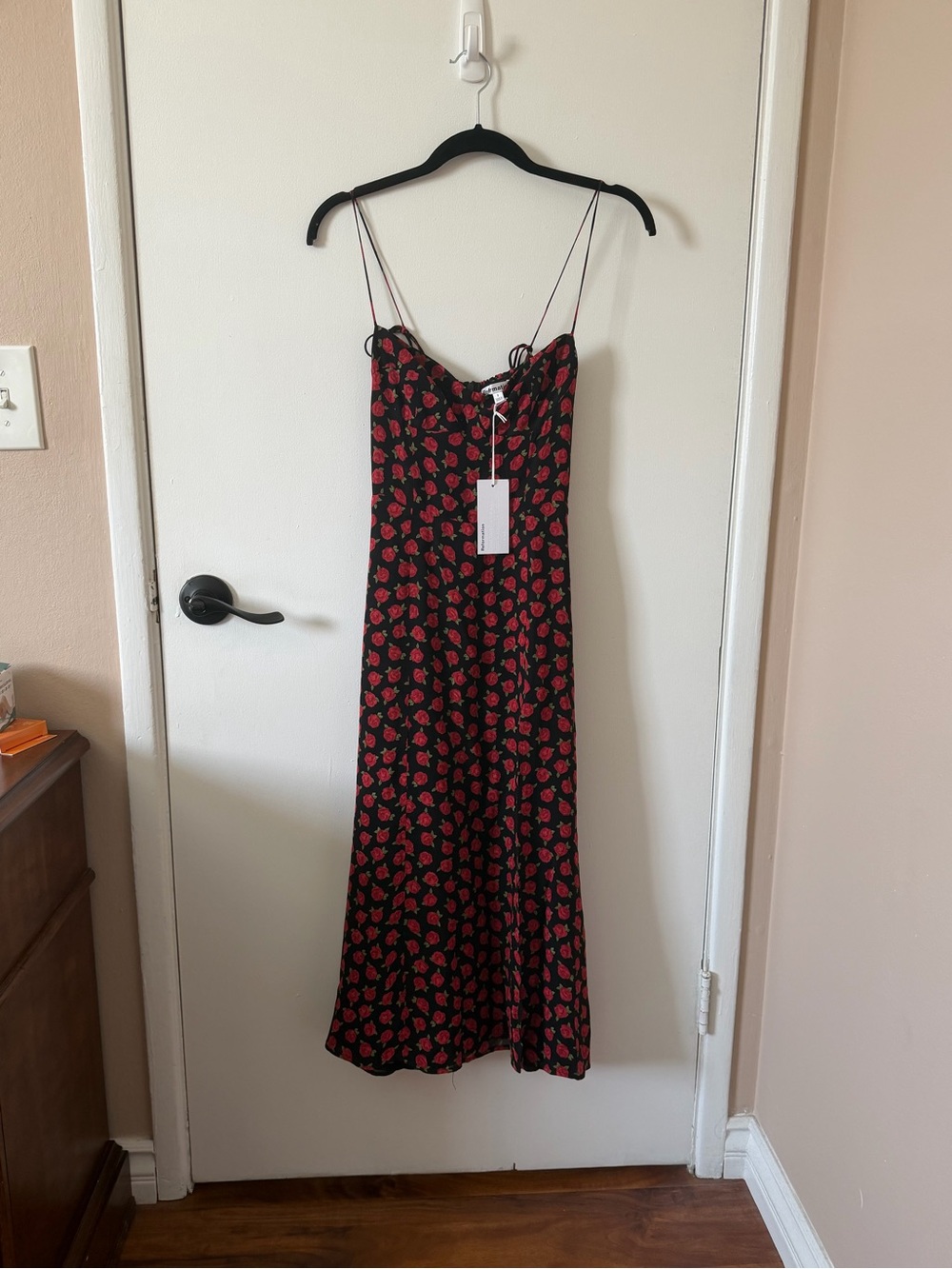 NWT Reformation Black Floral Midi Dress